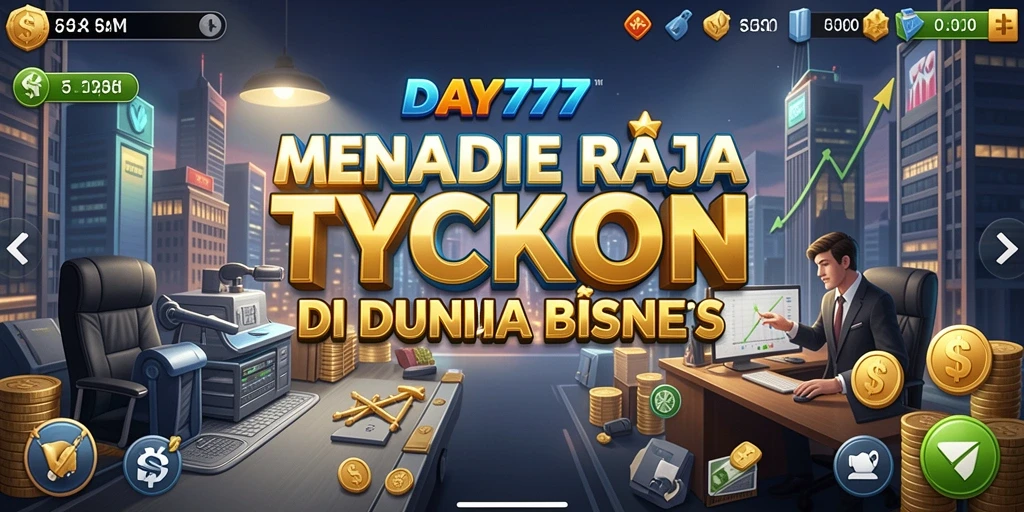 Tangkapan layar gameplay DAY777 yang menunjukkan keseruan membangun bisnis Tycoon.