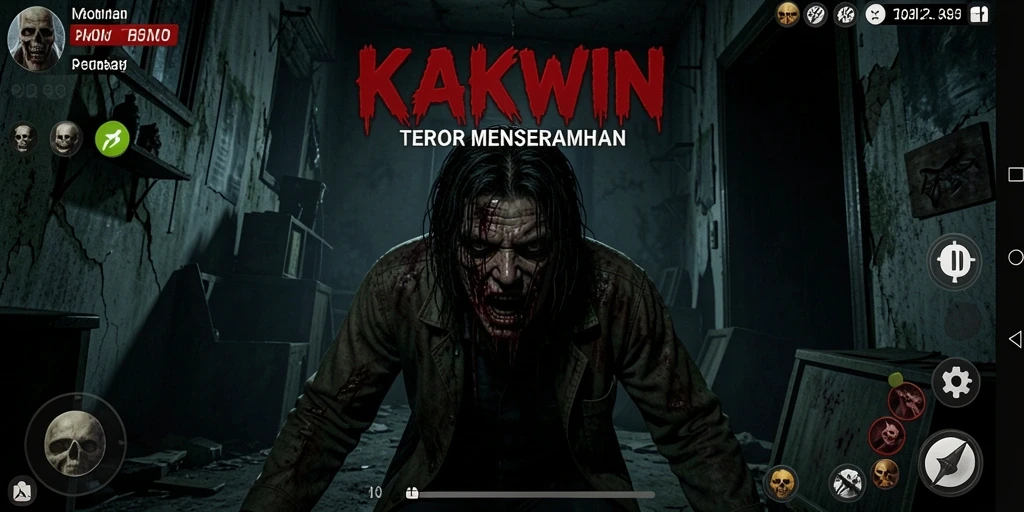 Tangkapan layar KAKWIN menampilkan suasana mencekam saat gameplay berlangsung.