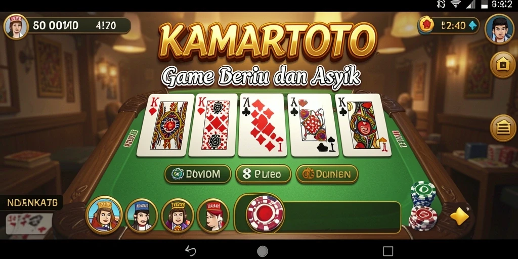 Tampilan gameplay KAMARTOTO dengan suasana seru Domino.