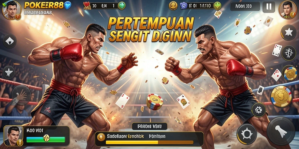 Tangkapan layar aksi intens dari gameplay Fighting POKER88.