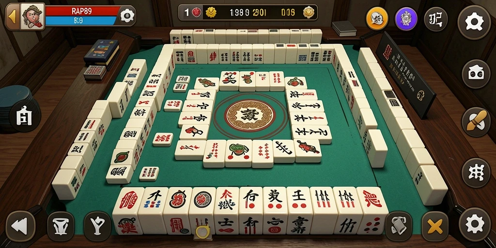 Screenshot RAP89 menampilkan gameplay Mahjong yang mendebarkan.