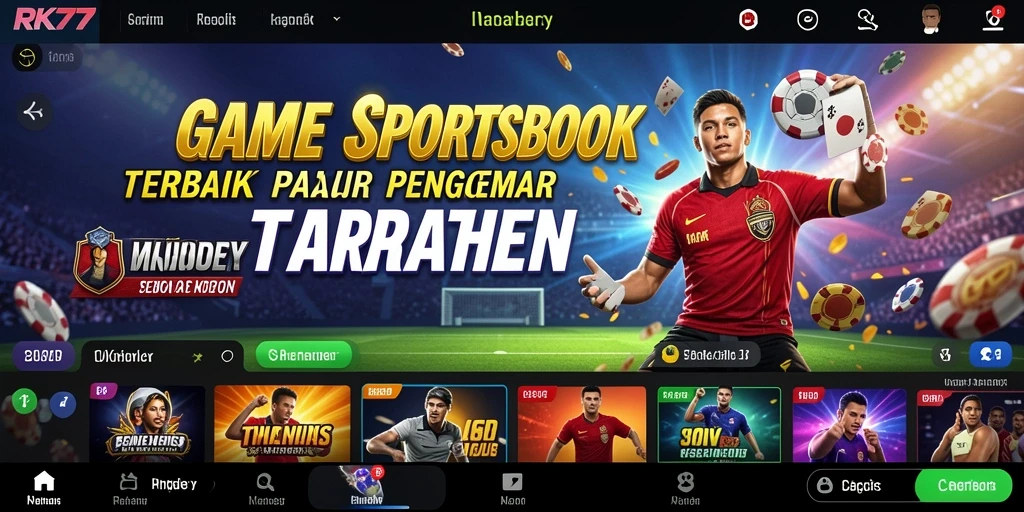 Tampilan menarik aplikasi RK77 saat melakukan taruhan olahraga.