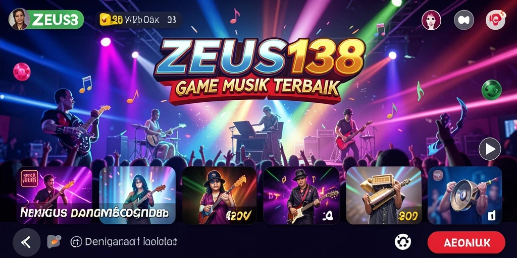 Tampilan gameplay <strong>ZEUS138</strong> menunjukkan interaksi seru dengan musik.